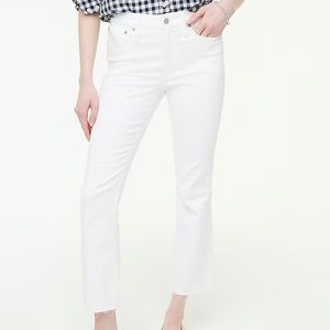 J.crew cropped flare white jean with raw hem - signature stretch